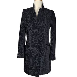 Black Floral Brocade Jacket Womens Small Goth Victorian Vampire Steampunk Boho